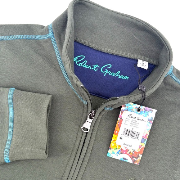 Robert Graham Other - Robert Graham Mens Fulham Quarter Zip Sweatshirt Classic Fit Deep Forest Green S